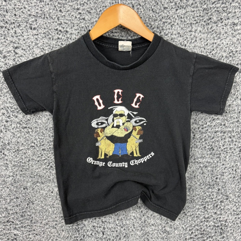 Orange County Choppers Shirt Toddler 4T Black Graphic Tee Faded Vintage Y2K